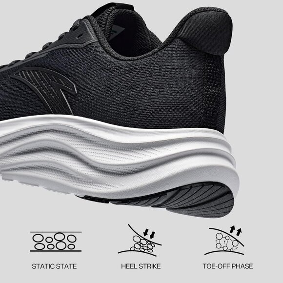 Men’s Comfortable Running Trainers Jogging Walking Athletic Black White Shoes main image 6